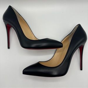 New Christian Louboutin Black Nappa Leather Pigalle Follies 100 mm Heels EU 39.5